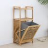 2 ORGANİZER RAFLI - ÇEK AÇ SEPET AHŞAP BAMBU KİRLİ ÇAMAŞIR SEPET 40X35X95CM