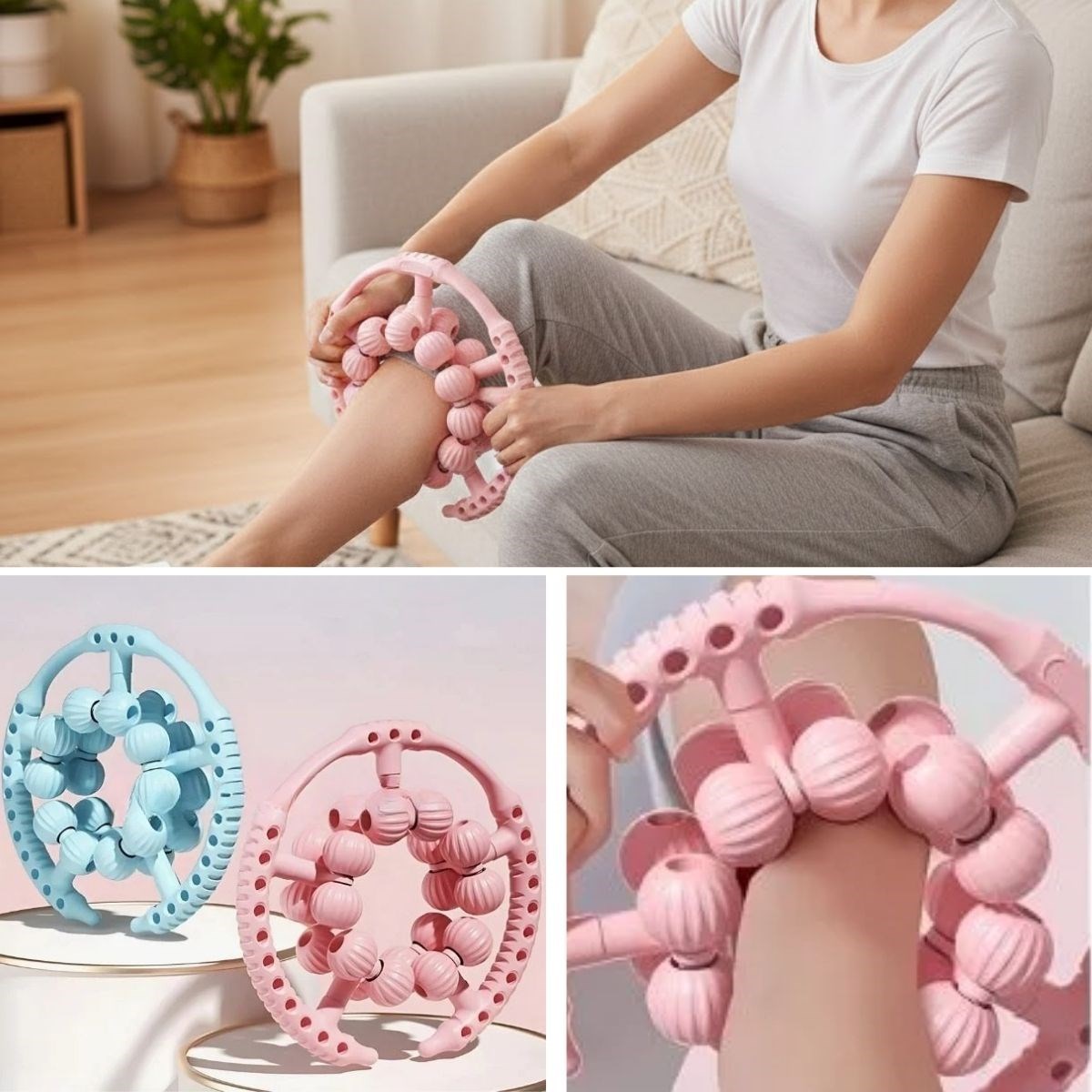 20 Tekerlekli Ayarlanabilir Bacak ve Kol Masaj Aleti – 360° Tam Daire Derin Doku Kas ve Lenfatik Masaj Silindiri