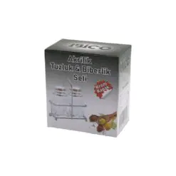 2PCS KROM KAPAK AKRİLİK TUZLUK - BİBERLİK - BAHARATLIK METAL STANDLI KARE - KÖŞELİ