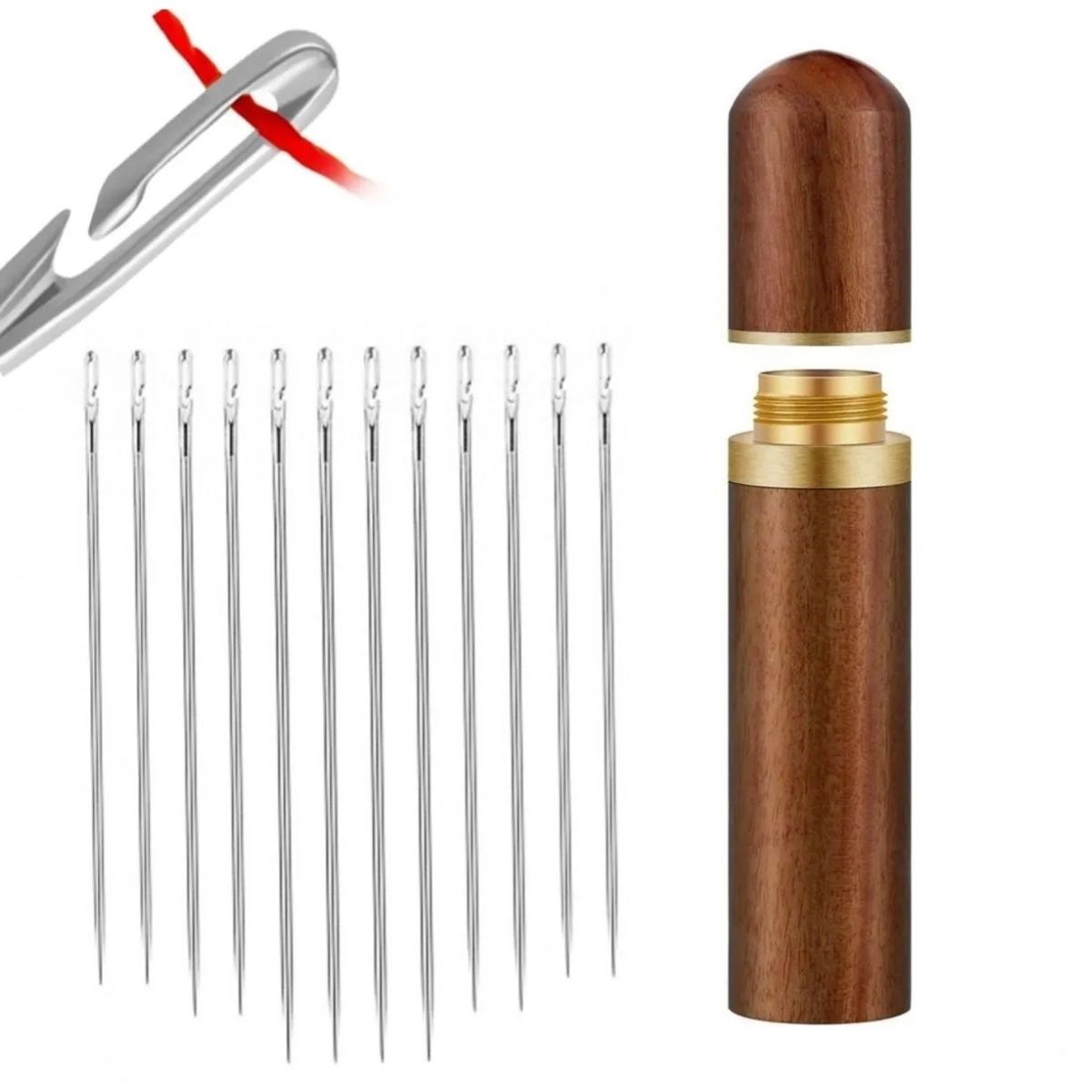 30 Adet İğneli Ahşap Kutulu Dikiş İğne Seti