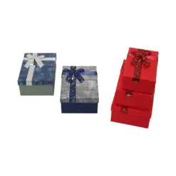 3PCS D.DÖRTGEN ÇİZGİLİ MİX RENKLİ KARTON HEDİYE KUTUSU KURDELALI 22.5X15.5-20.5X13.5-18.5X11.5CM