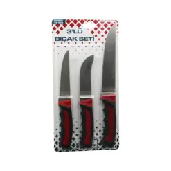 3PCS KURBAN BIÇAK SETİ R-032K--R-320Y--R-0403 KEMİK SIYIRMA - DERİ SOYMA=YÜZME - KURBAN BIÇAK