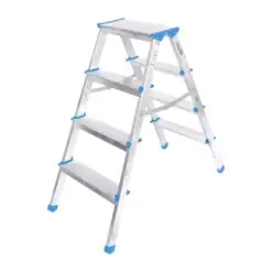 4+4 ÇİFT BASAMAKLI ALÜMİNYUM METAL MERDİVEN YÜKSEKLİK = 92CM BAŞ GENİŞLİK = 8CM