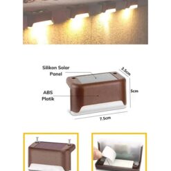 4 ADET SOLAR MERDİVEN LED - KAHVERENGİ KASA