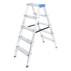 5+5 ÇİFT BASAMAKLI ALÜMİNYUM METAL MERDİVEN YÜKSEKLİK = 115CM BAŞ GENİŞLİK = 8CM