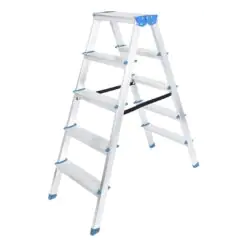 5+5 ÇİFT BASAMAKLI ALÜMİNYUM METAL MERDİVEN YÜKSEKLİK = 115CM BAŞ GENİŞLİK = 8CM