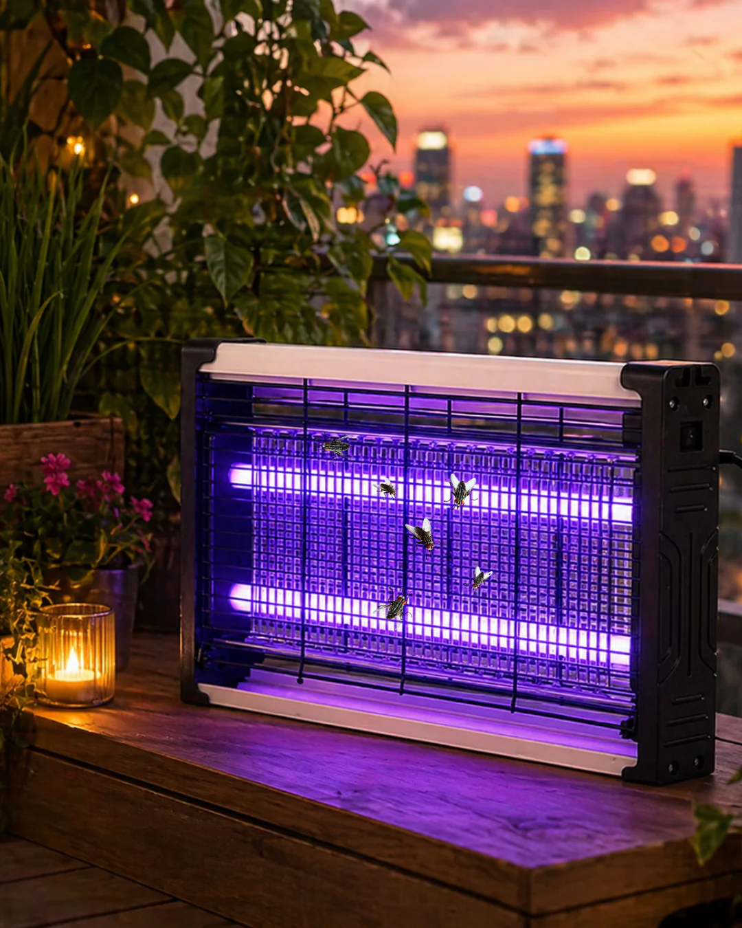 Ev Balkon Mutfak İçin Elektrikli Sinek Savar UV Işıklı Sessiz Lamba