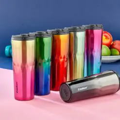 500ML DİAMOND TERMOS BARDAK RENKLİ PASLANMAZ ÇELİK - KAYDIRMAZ TPR TABAN - SIZDIRMAZ KAPAK