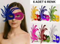 6'lı Renkli Balo Maskesi Seti | Karton &amp;amp; Lastikli (Yetişkin-Çocuk Uyumlu)