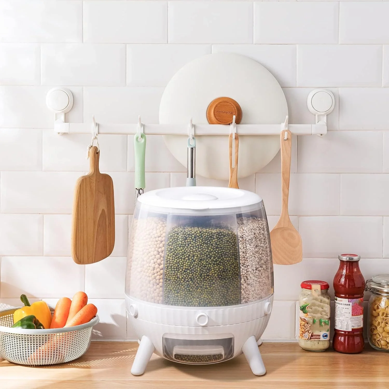 6 Bölmeli 360 Derece Dönebilen 6 Lt Bakliyat Organizeri