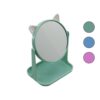 6 İNÇ - 15CM YUVARLAK KULAKLI MAKYAJ AYNASI RENKLİ PLASTİK TAKILIK SEPETLİ=12X15.5CM