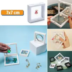 7x7 cm Standlı 3D Takı Ziynet Hatıra Koleksiyon Saklama Kutusu Şeffaf Film Çerçevesi