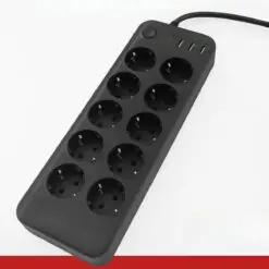 Akım Korumalı Termal Uzatma Kablosu – 10 Priz, 2 USB ve 2 Type-C Girişli, Güçlü Çoklu Priz