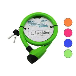 ANAHTARLI KALIN MOTOR - BİSİKLET KİLİT ÇELİK TEL RENKLİ KILIF 18MMX100CM