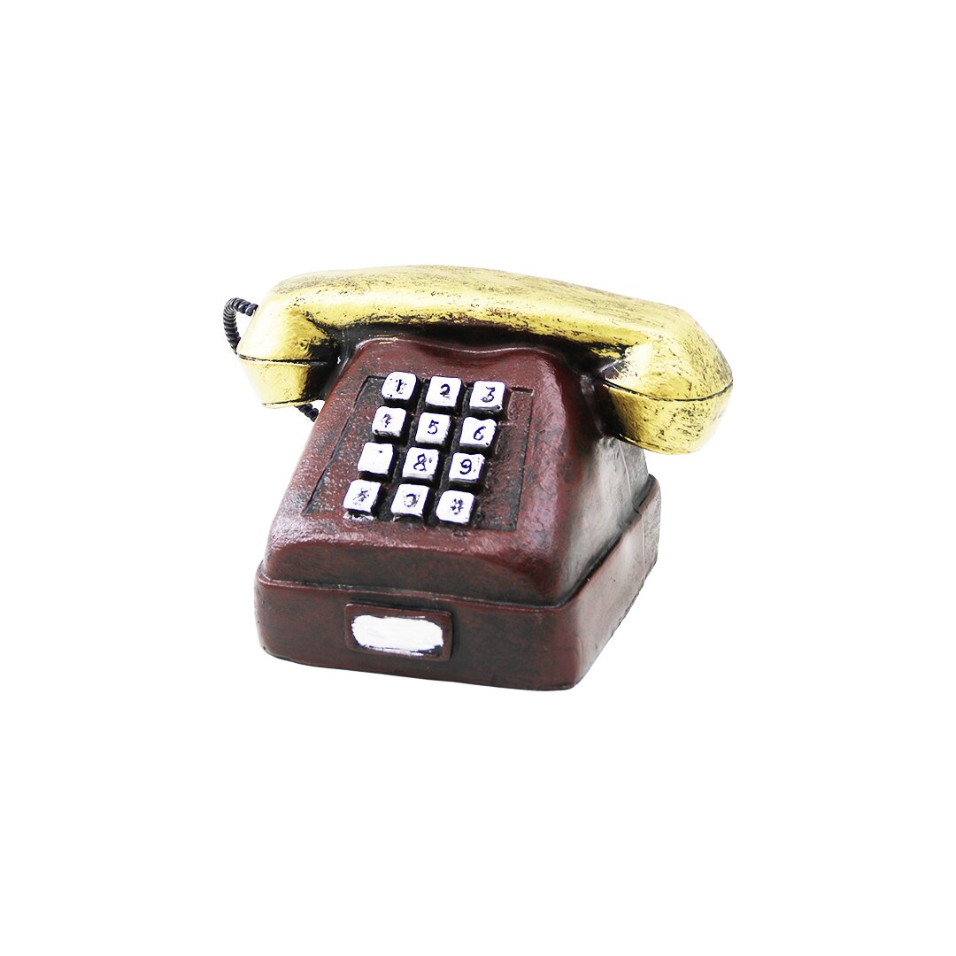 ANKESÖRLÜ TELEFON VİNTAGE DEKORATİF BİBLO 9.5X9.5CM REÇİNE