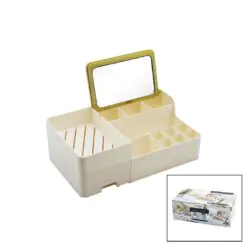 AYNALI BAMBU - ÇEKMECELİ MAKYAJ - TAKI ORGANİZER SERT PLASTİK 13 BÖLMELİ 28.5X17.5X9.5CM