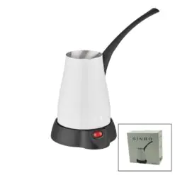 BEYAZ ELEKTİRKLİ CEZVE TÜRK KAHVE MAKİNESİ 5 FİNCAN - 400ML HAZNE PASLANMAZ ÇELİK 360 DERECE DÖNEBİLME SCM-2960