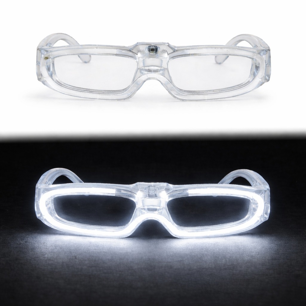 Beyaz LED Işıklı Parti Gözlüğü 3 Modlu – Glow - Gece Eğlence Gözlüğü