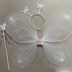 Beyaz Renk Kelebek Kanadı Tacı ve Sopası 50x37 cm