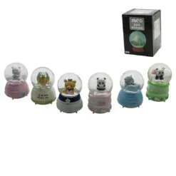 BÜYÜK BOY - 10CM PİLLİ - IŞIKLI MÜZİKLİ KAR KÜRESİ CAM HAYVAN FİGÜRLÜ - DESEN MİX RENKLİ HERHANGİ BİR TANESİ GÖNDERİLİR