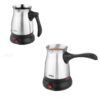ÇELİK ELEKTRİKLİ CEZVE TÜRK KAHVE MAKİNESİ - 6FİNCAN=500ML 360 DERECE KABLOSUZ KULLANIM 600W SCM-2992