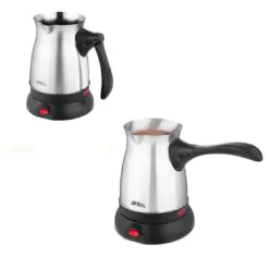 ÇELİK ELEKTRİKLİ CEZVE TÜRK KAHVE MAKİNESİ - 6FİNCAN=500ML 360 DERECE KABLOSUZ KULLANIM 600W SCM-2992