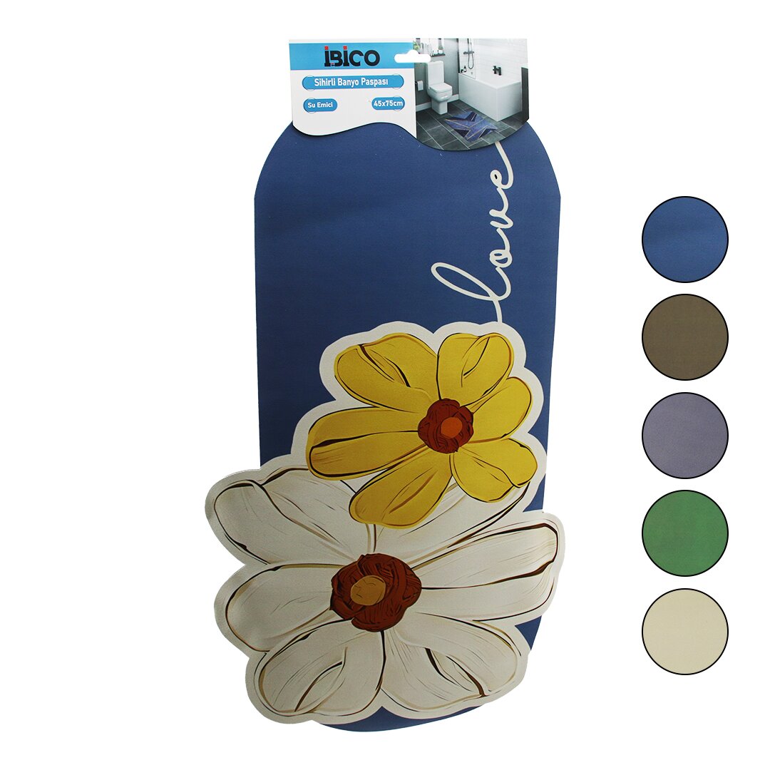 ÇİÇEK FİGÜRLÜ - RENKLİ   45X75CM   SU EMİCİ - SİHİRLİ  BANYO PASPASI  ELASTİK