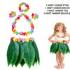 Çocuk Hawaii Kostüm Seti - Yaprak Etek &amp;amp; Hawaii Set - 5 Parça