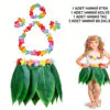 Çocuk Hawaii Kostüm Seti - Yaprak Etek &amp;amp; Hawaii Set - 5 Parça