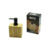 DİKDÖRTGEN AHŞAP BAMBU SIVI SABUNLUK SİYAH PLASTİK POMPA  5.8 X 9.9CM - Y: 10CM