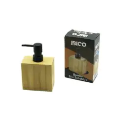 DİKDÖRTGEN AHŞAP BAMBU SIVI SABUNLUK SİYAH PLASTİK POMPA  5.8 X 9.9CM - Y: 10CM