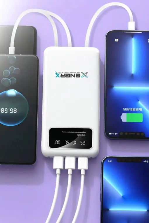 Enerx ENR-P20DC 20000 mAh 2.1 Amper Dahili Kablolu Powerbank Siyah