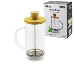 FRENCH PRESS BAMBU KAPAK 600ML CAM BİTKİ SÜZGEÇİ