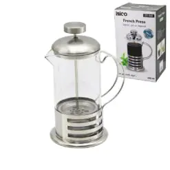 FRENCH PRESS METAL KAFES - METAL KAPAK 600ML CAM BİTKİ SÜZGEÇİ