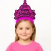 Fuşya Happy Birthday Prenses Tacı – Doğum Günü Taç Aksesuarı