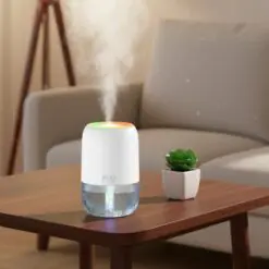 H2O Model Şeffaf Hazneli Hava Nemlendirici-Ultrasonik Soğuk Buhar Makinesi, LED Işıklı Masaüstü Oda Nemlendirici