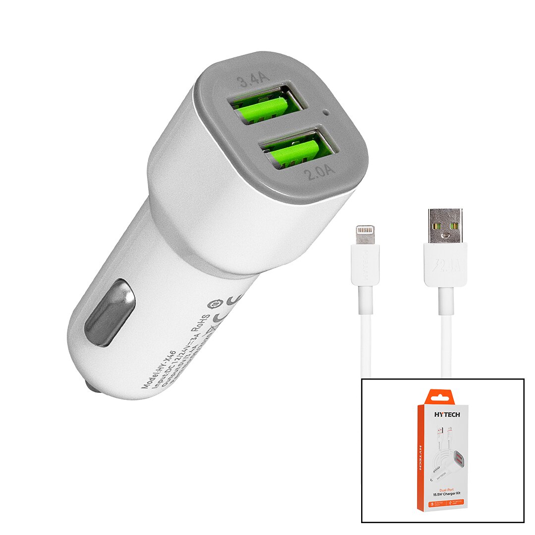 İPHONE - KABLOLU  OTO - ARAÇ ÇAKMAKLIK ŞARJ BAŞLIK SET  3.1A - 15.5W - 1MT KABLO  HY-X44