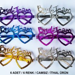 Kalpli Bride Team Gözlük Seti 6 Renk - Kına &amp;amp; Düğün Partileri İçin