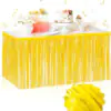 Kendinden Yapışkanlı Makaron Sarı Püsküllü Masa Eteği – 75 x 275 cm Parti Süslemesi