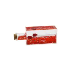 KIRMIZI SU KALP - YILDIZ DİKDÖRTGEN MİKA ŞİŞE YÜZEN BATMAYAN DEKORATİF BİBLO AKVARYUM4.2X6.4X17CM
