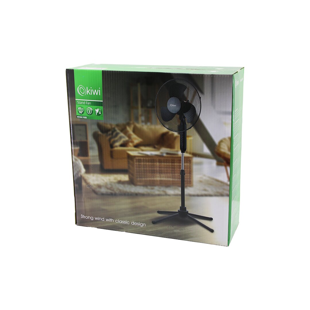 KİWİ KFAN-7426  16 İNÇ - 41CM  TELESKOPİK KATLANIR AYAKLI VANTİLATÖR 3 KADEME HIZ 3 PLS.KANAT METAL KAFES - AYAK Y: 90CM