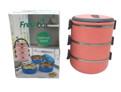 KOYU PEMBE 3LÜ SEFER TASI SAKLAMA KABI 1.8LT