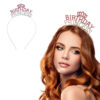 Kristal Taşlı Pembe Birthday Princess Yazılı Parti Tacı 19x11 cm