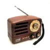 Küçük Boy Retro, Nostaljik, Ahşap Tasarım Bluetooth Hoparlörlü, Şarjlı, Taşınabilir Büyük Döndürülebilen Düğmeli FM/AM Destekli Radyo NS3380