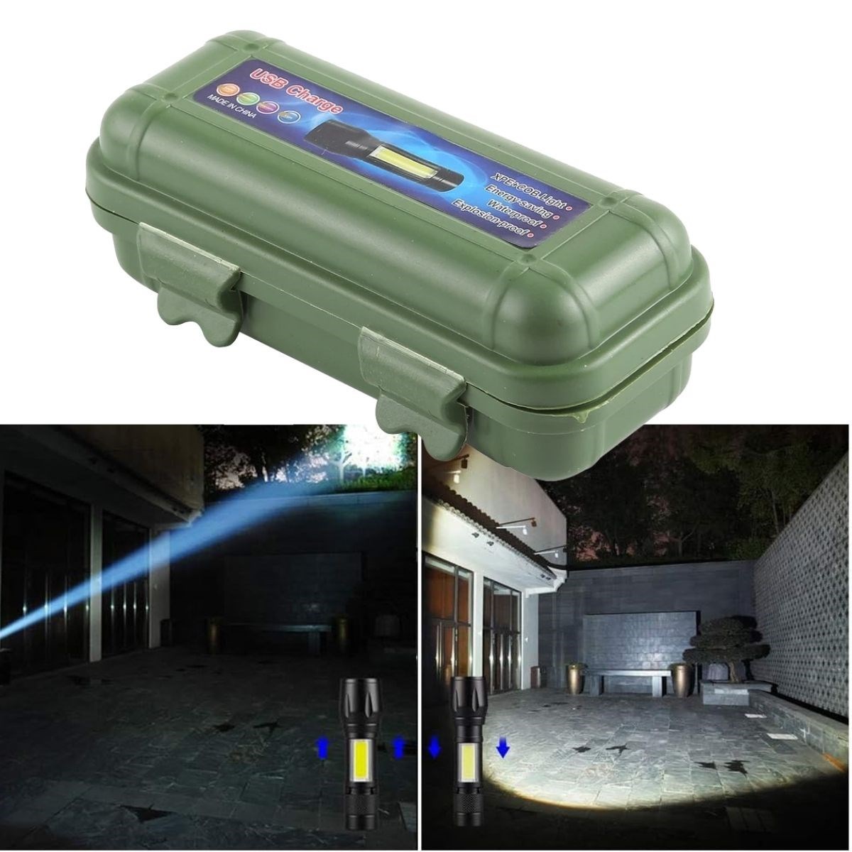 Kutulu Mini El Feneri – Taşınabilir LED Kamp ve Acil Durum El Lambası Plastik Gövde