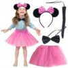 Minnie Kostüm Seti (Pembe Tütü Etek + Pembe Taç + Papyon + Kuyruk)