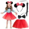 Minnie Mouse Kostüm Seti Etek Taç Kuyruk Papyon Gösteri Seti