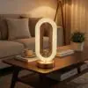 Oval Şeklinde Kristal LED Masa Lambası – Dokunmatik, 3 Renk Işık Modlu, Şarjlı Dekoratif Gece Lambası