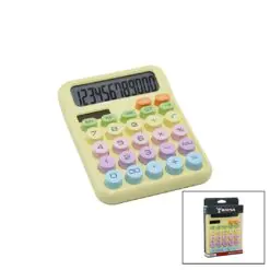 PİLLİ - GÜNEŞ ENERJİLİ DAKTİLO TUŞ MODEL=RENKLİ 12 HANELİ HESAP MAKİNESİ 16X12X2CM 162GR