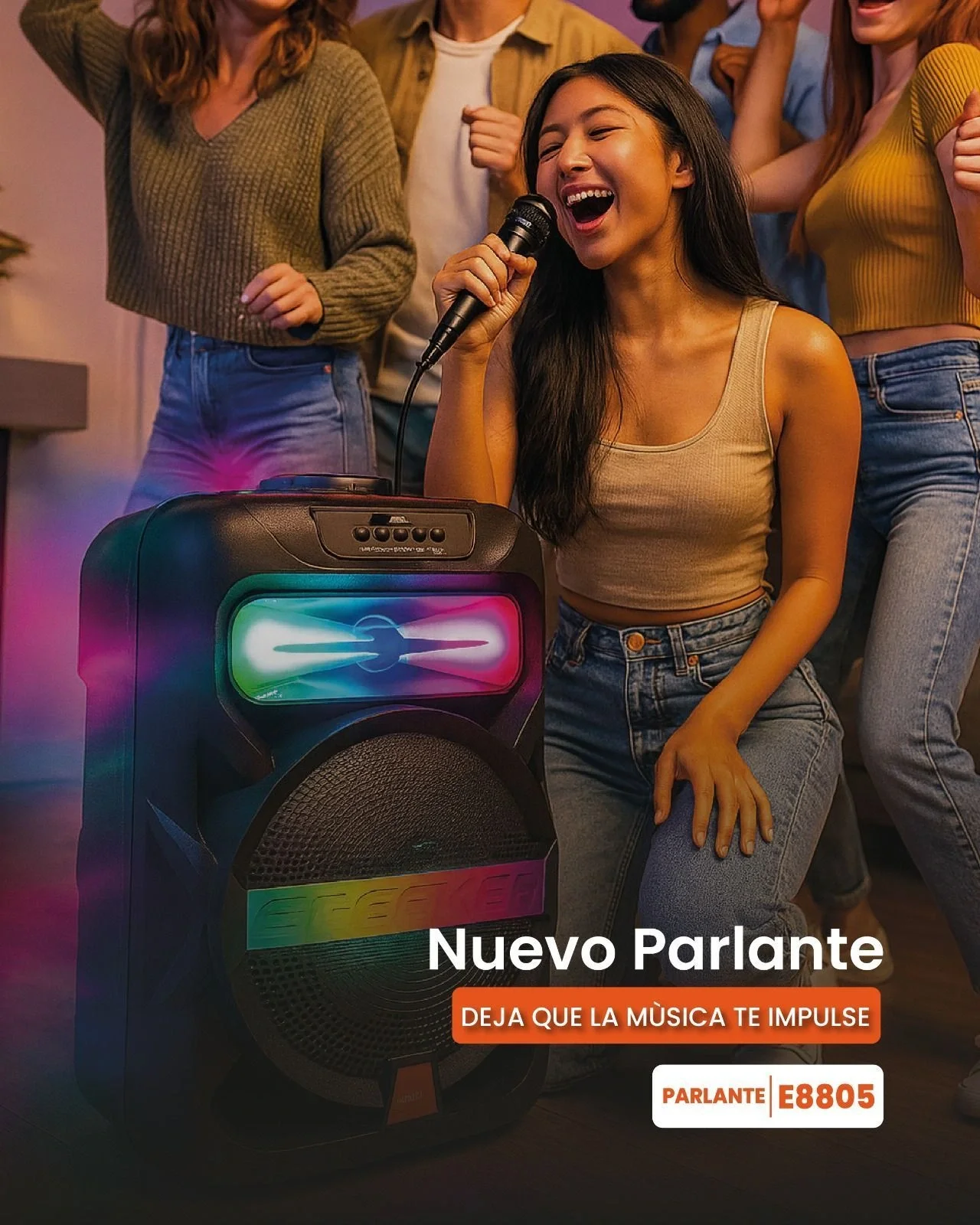 Platoon PL-4361 BT USB SD AUX 8 İNÇ Mikrofonlu Anfi Yüksek SES Taşınabilir RGB Işıklı Hoparlör